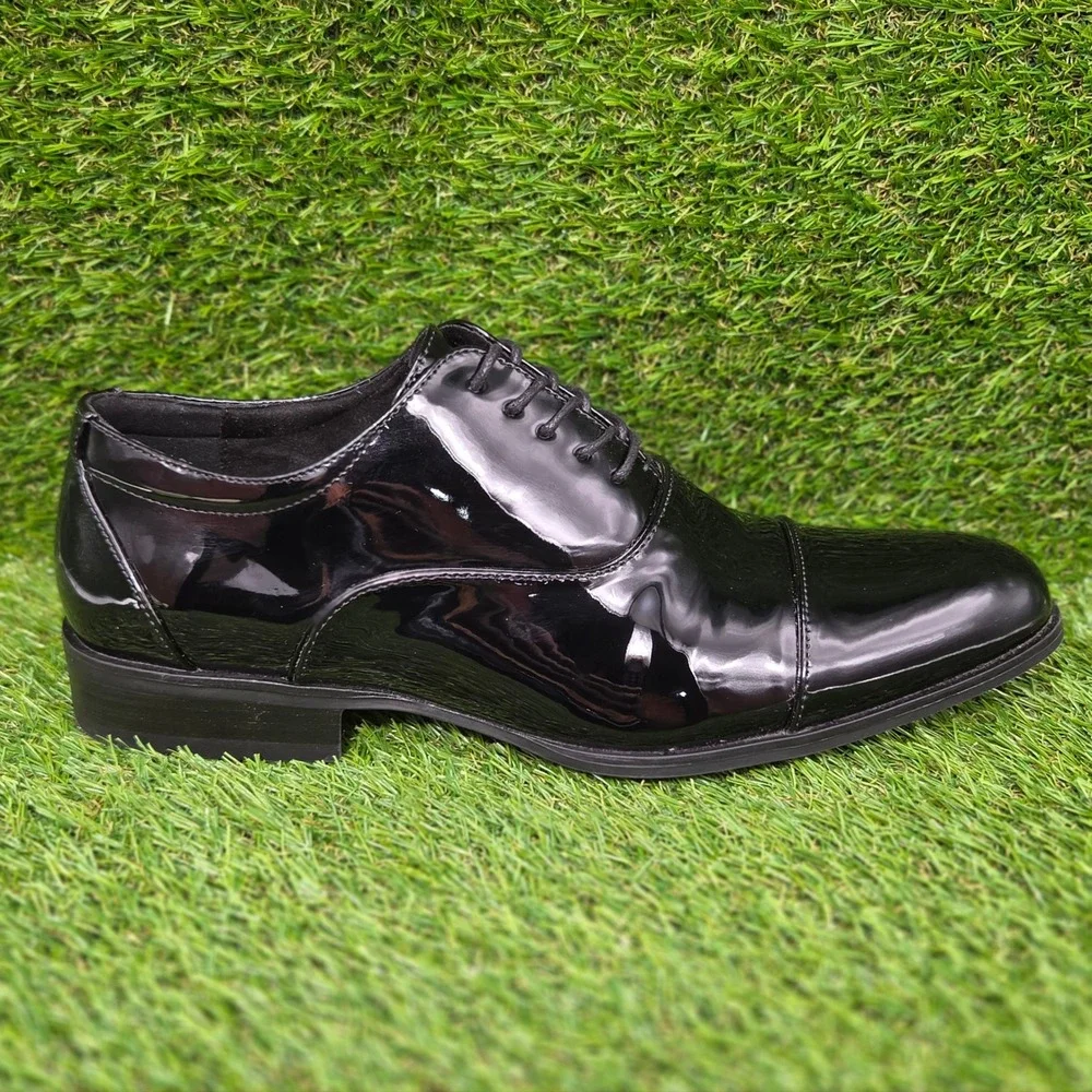 Stacy Adams Gala Cap Toe Oxford Patent Dress Shoes Black Men's SIZE 9